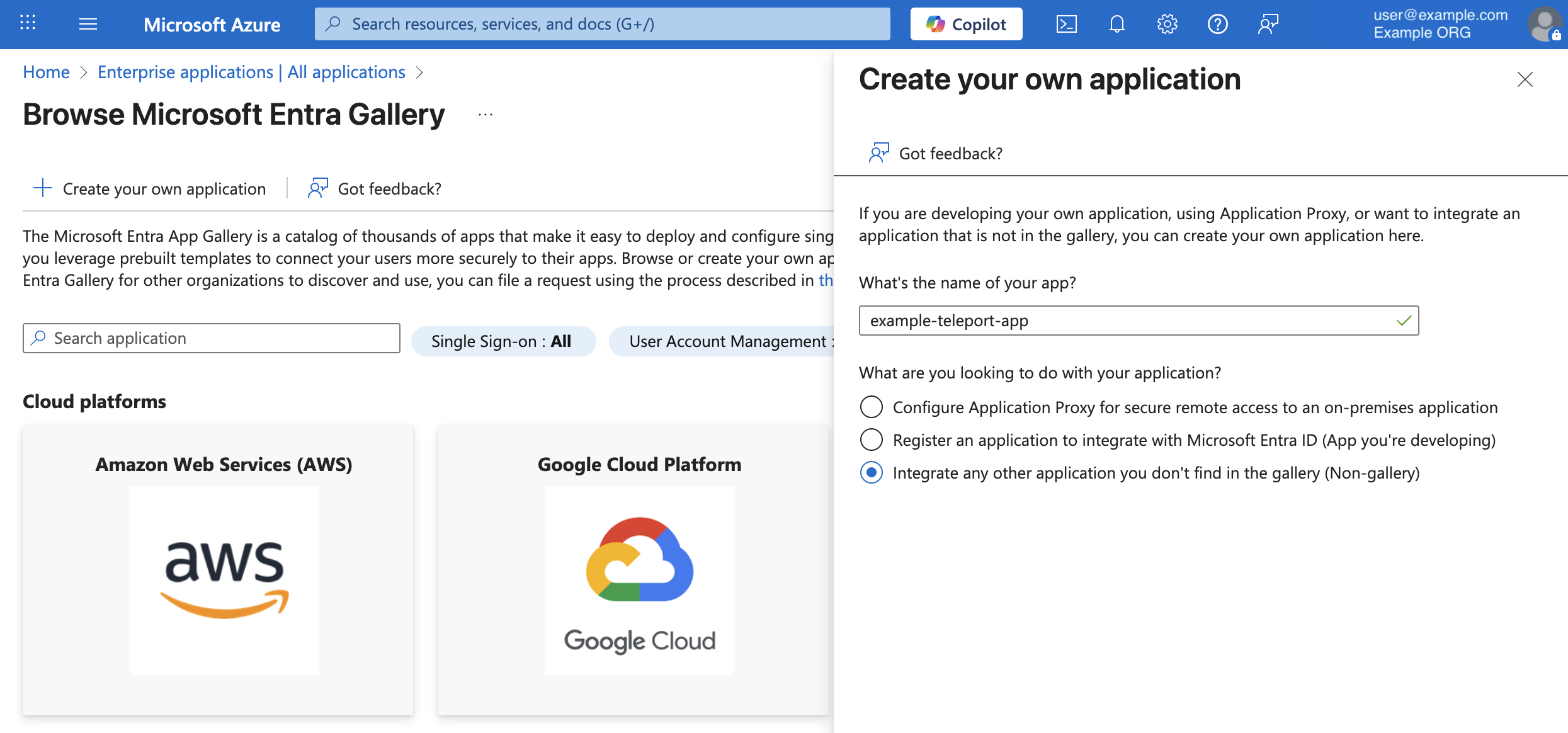 Entra ID create application