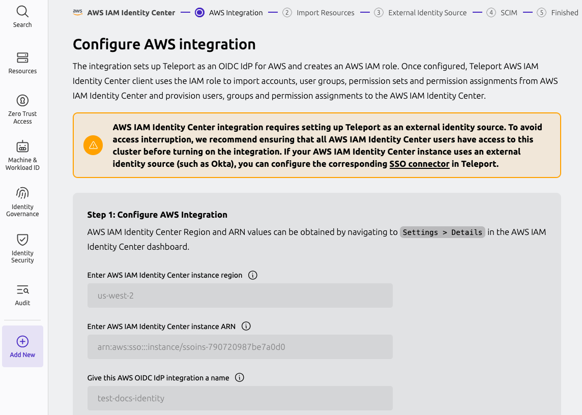 Configure AWS integration